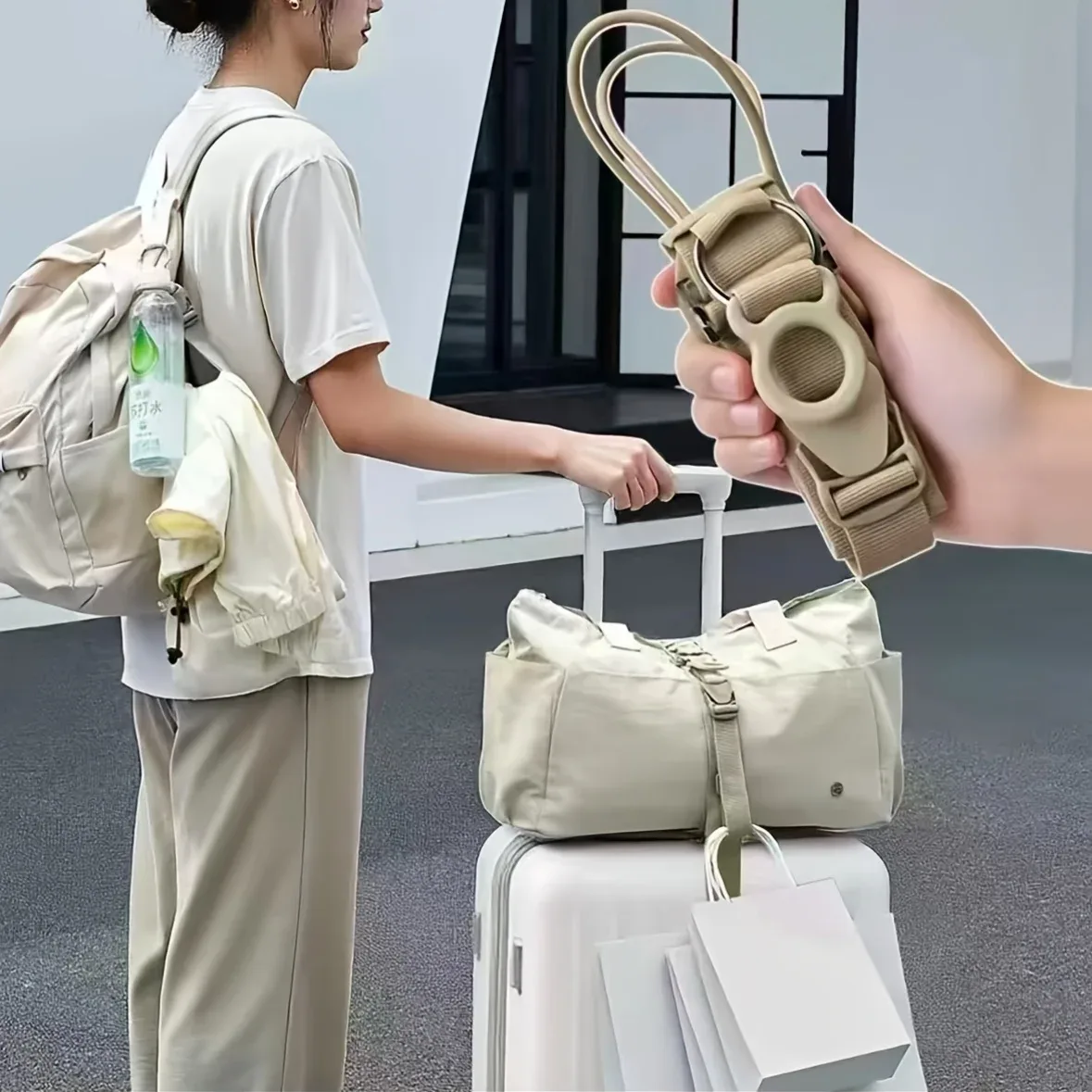 sangle de bagage réglable 2-en-1 avec boucle et verrouillage à dégagement rapide, légère et facile à utiliser, adaptée aux sacs à dos et aux valises.