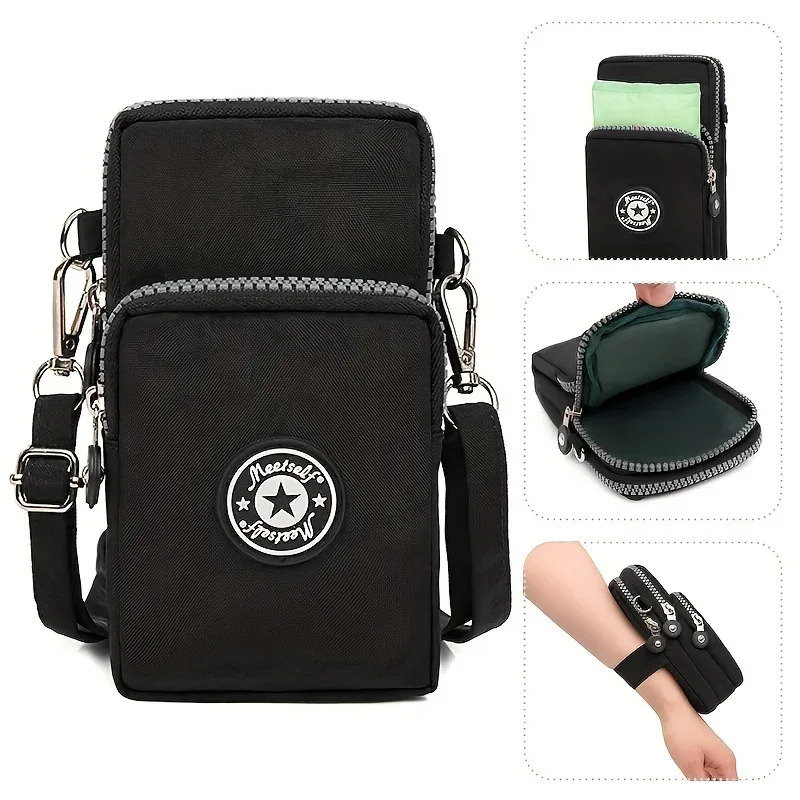 sac à bandoulière vertical pour téléphone portable pour femmes, bras suspendu, sac pour téléphone portable pour personnes âgées, sac en tissu pour le cou, petit sac portable pour la marche