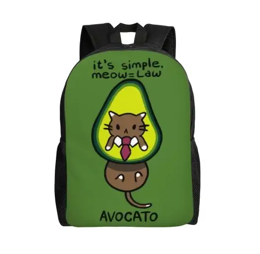 sac à dos de dessin animé drôle avec lunettes de soleil noires, sacs d'école, sac de voyage, ordinateur portable, cartable léger, cool, avocat