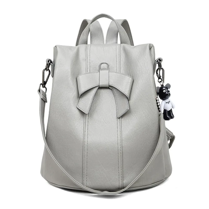 sac à dos en cuir véritable de haute qualité, antivol, sac à bandoulière, sac à dos professionnel pour femmes, élégant sac en cuir pour femme avec nœud