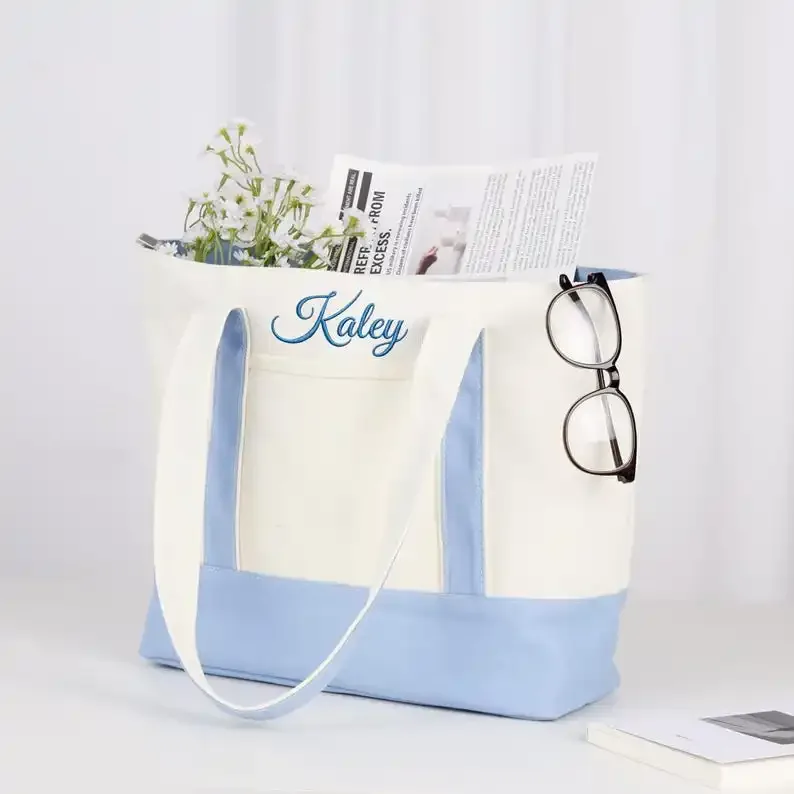 sac fourre-tout personnalisé en toile, sac fourre-tout avec nom et logo personnalisés, sacs à mots personnalisés, cadeau de mariage, cadeau pour demoiselle d'honneur, sac de plage en toile, sac de transport