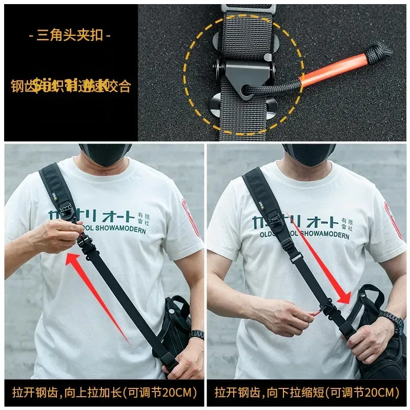 sangle tir camouflage noir gris tissu résistant clips métalliques boucle serrage accessoire sport militaire nylon
