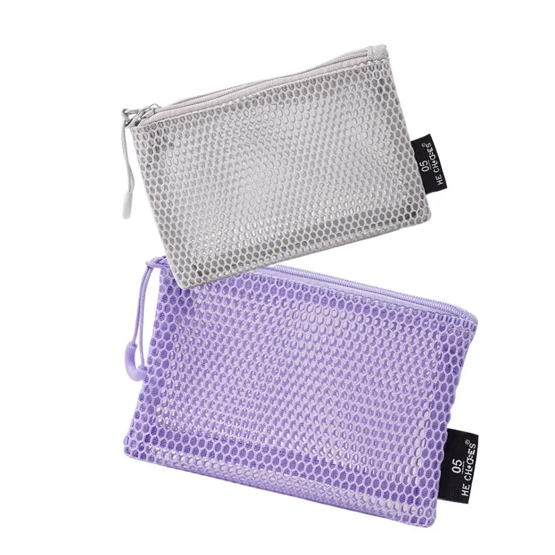 sacs à cosmétiques transparents en maille, petit sac de maquillage transparent et mignon, étui de rangement de toilette de voyage portable, pochette de rangement de rouge à lèvres
