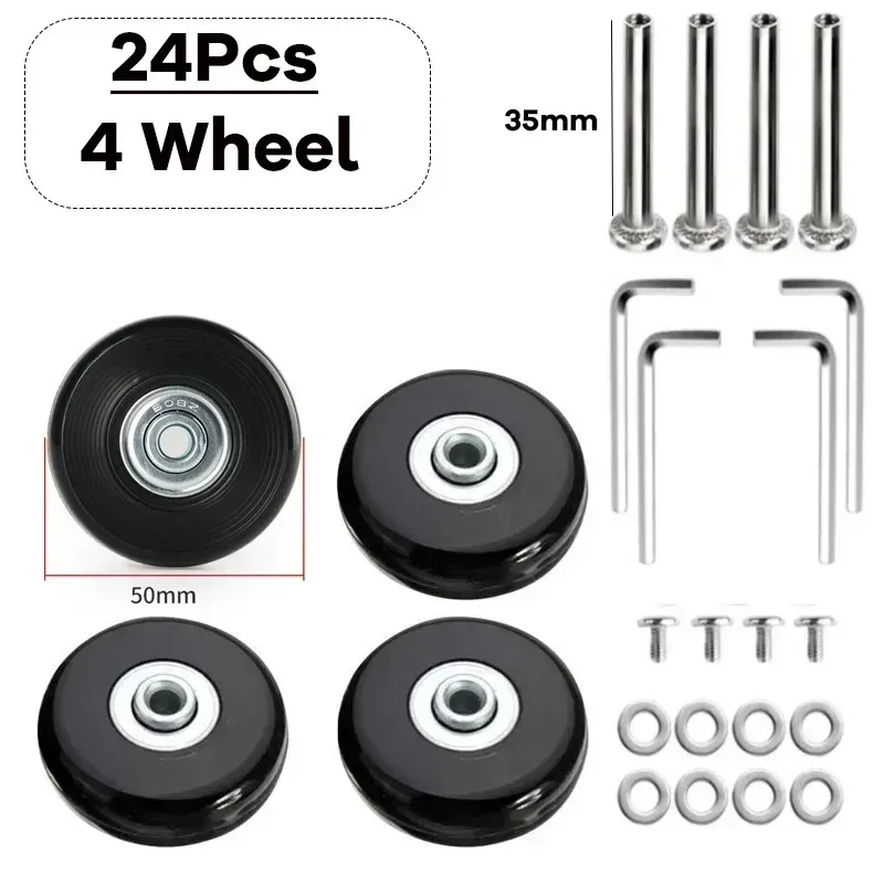 roues de remplacement de valise à bagages, kits de réparation de roulements de roulettes en pu 50x18mm, roues de remplacement d'étagère pour bagages 4/2 pièces
