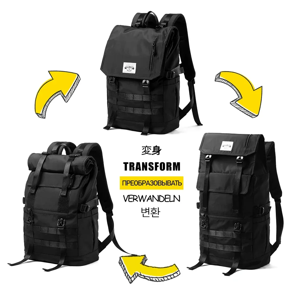 moyyi 3 en 1 sac à dos pour ordinateur portable extensible hommes femmes grand rouleau haut voyage sac à dos étanche sport de plein air rabat randonnée sac à dos