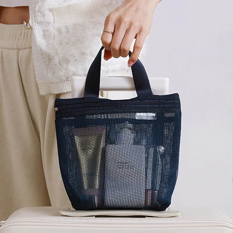 sacs de rangement portables pour maquillage, sacs à main en maille, sac de bain, sac de sport, sac de rangement pour articles divers, trousse de toilette de voyage