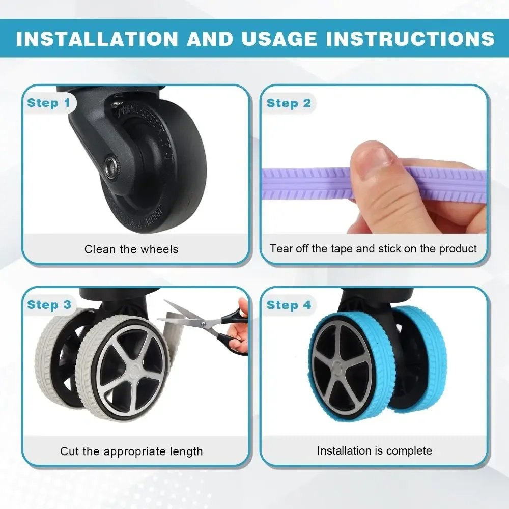 juste de protection de roues de bagage en silicone, anti-ald, peut être recadrée, valises, anneaux de protection de roue, absorption des chocs, 4 pièces, 8 pièces