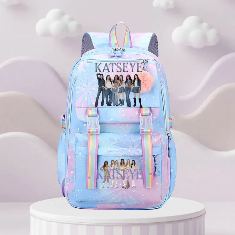 sac d'école katseye print, sac d'école pour élèves du primaire, sac à dos de voyage en plein air, sac à dos tendance pour filles, sac à dos pour enfants.
