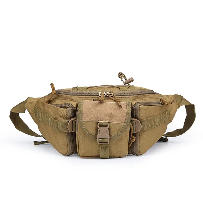 sac banane tactique imperméable pour homme, en nylon, camouflage molle, pour la chasse, la randonnée, l'escalade, sacoche de combat pour téléphone portable
