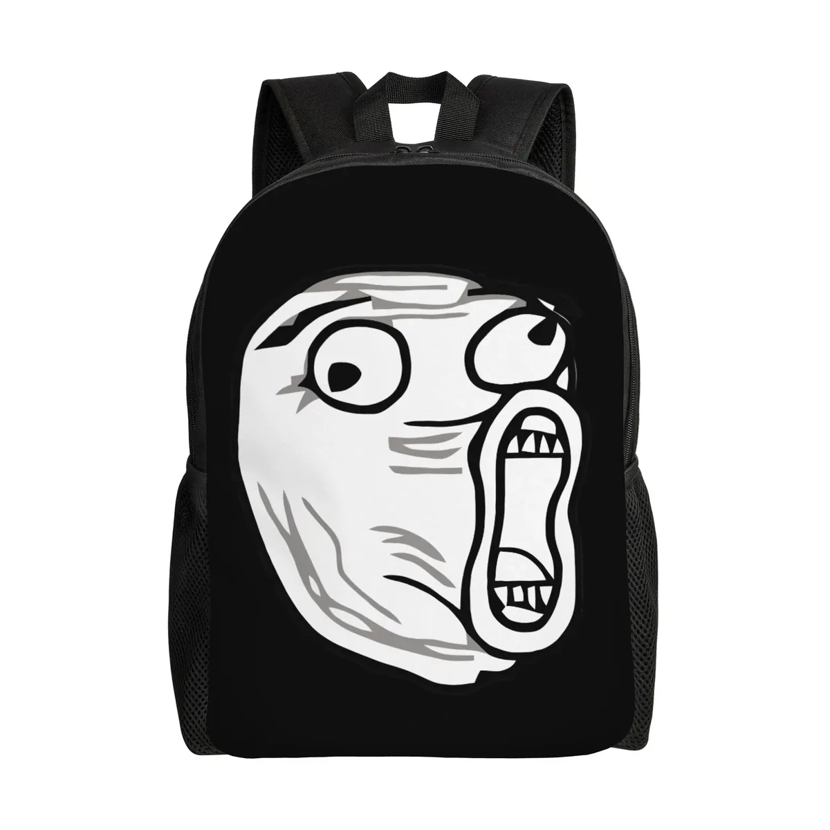 sac à dos personnalisé trollface amusant pour ordinateur portable, sac à dos basique pour femmes et hommes, sac à dos pour l'école, le collège, l'université, sac de dessin animé