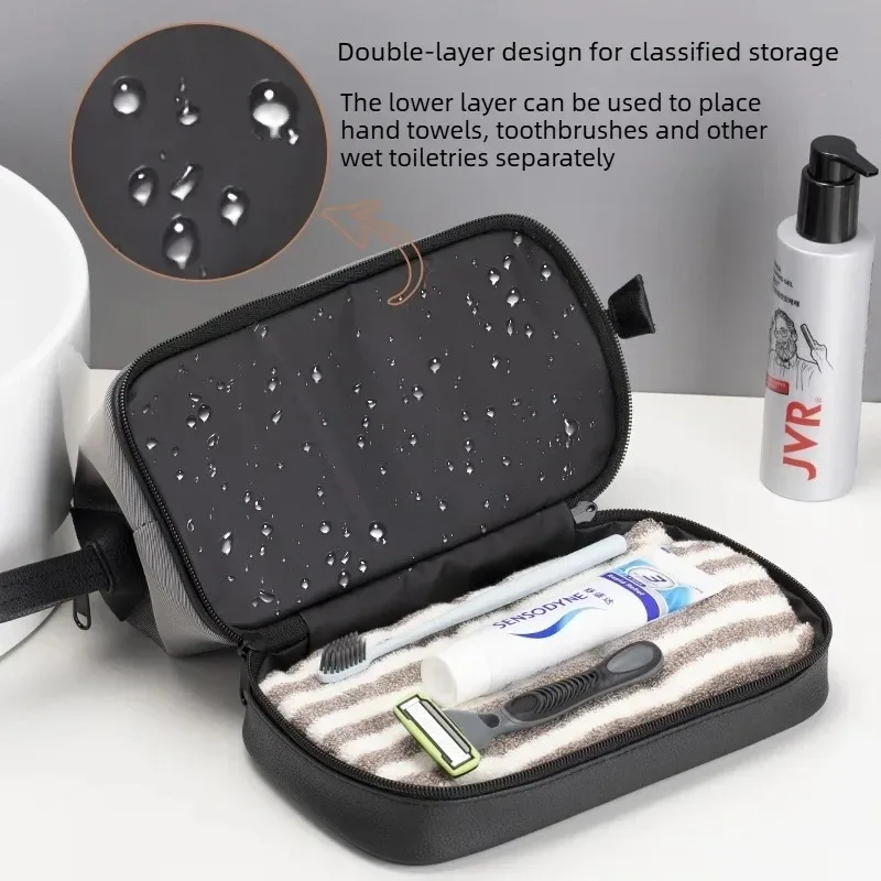 sac de voyage étanche pour la toilette, sac de rangement de qualité supérieure, trousse de toilette portable grande capacité avec séparation sec/humide, cadeau d'affaires pour homme