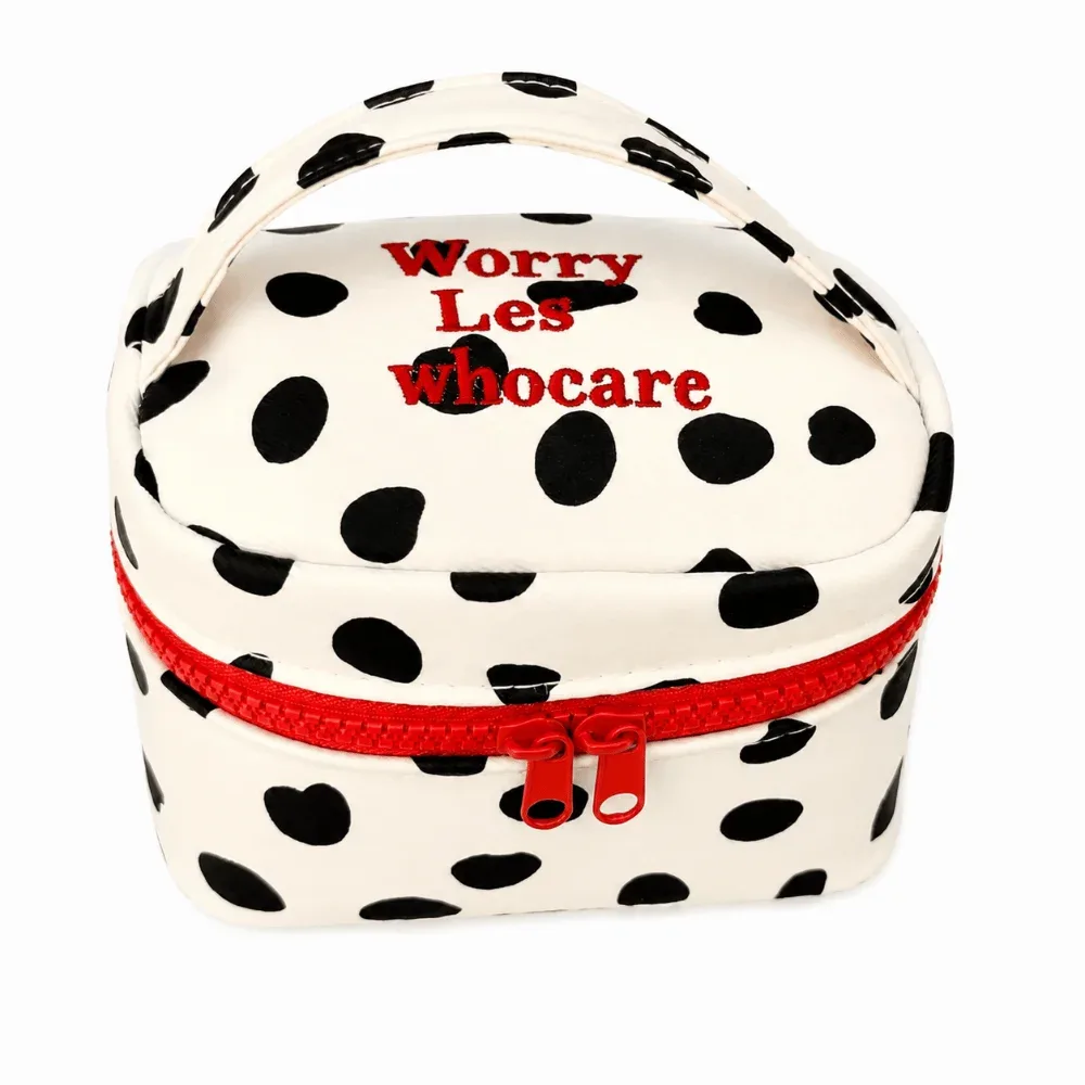 sac de maquillage multifonctionnel à pois, design à fermeture éclair, petite pochette cosmétique, sac à main pour femmes et filles