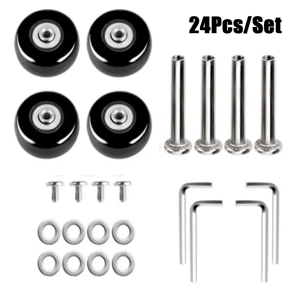 kit de réparation d'essieux de valise silencieux, roues de bagage de voyage, roulettes de remplacement, pièces d'essieux, dia40 mm, 50mm, 60mm, 24 pièces par ensemble