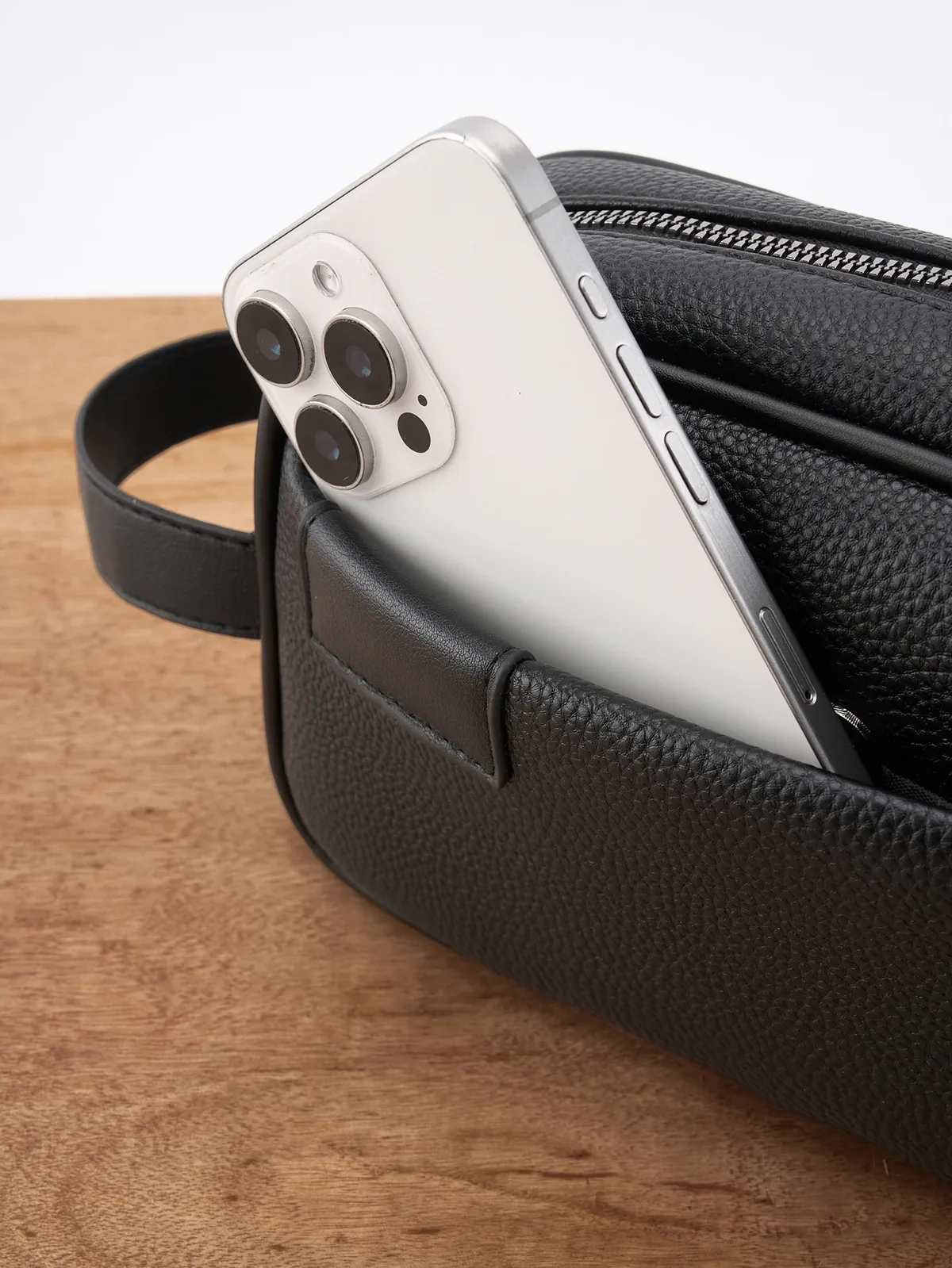 sac de transport à main en cuir pu pour hommes – design texturé léger avec dragonne amovible, organisateur de poche à fermeture éclair pour essentia