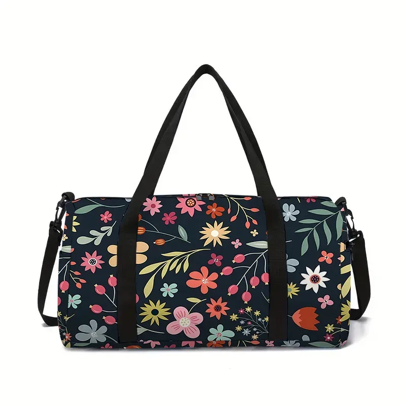 fleur herbe feuille tournesol impression 3d sacs de voyage de grande capacité sac à bandoulière en forme de baril sacs de sport de plein air sac de yoga de gymnastique