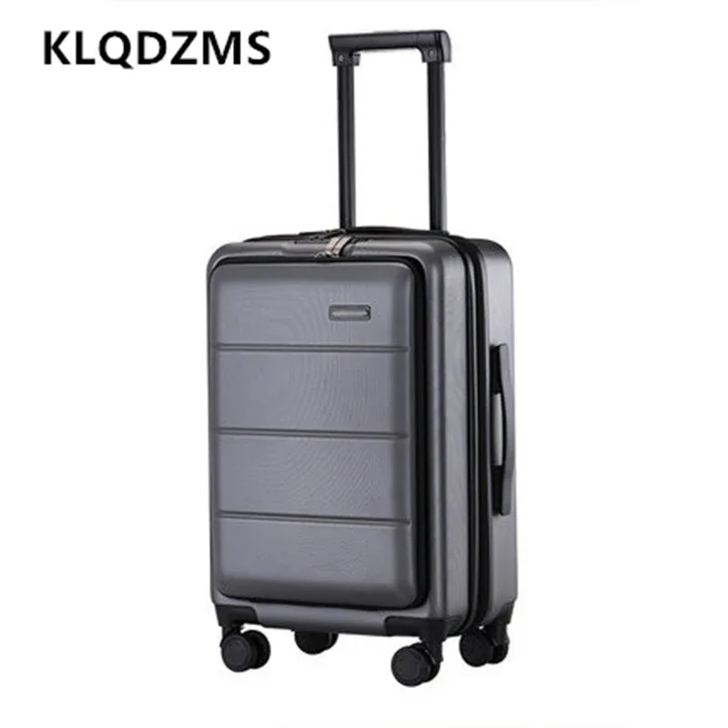 valise de voyage d'affaires klqdzms 18"20"22"24"26"28 pouces avec ouverture frontale pour ordinateur portable, valise à roulettes, sac à bagages