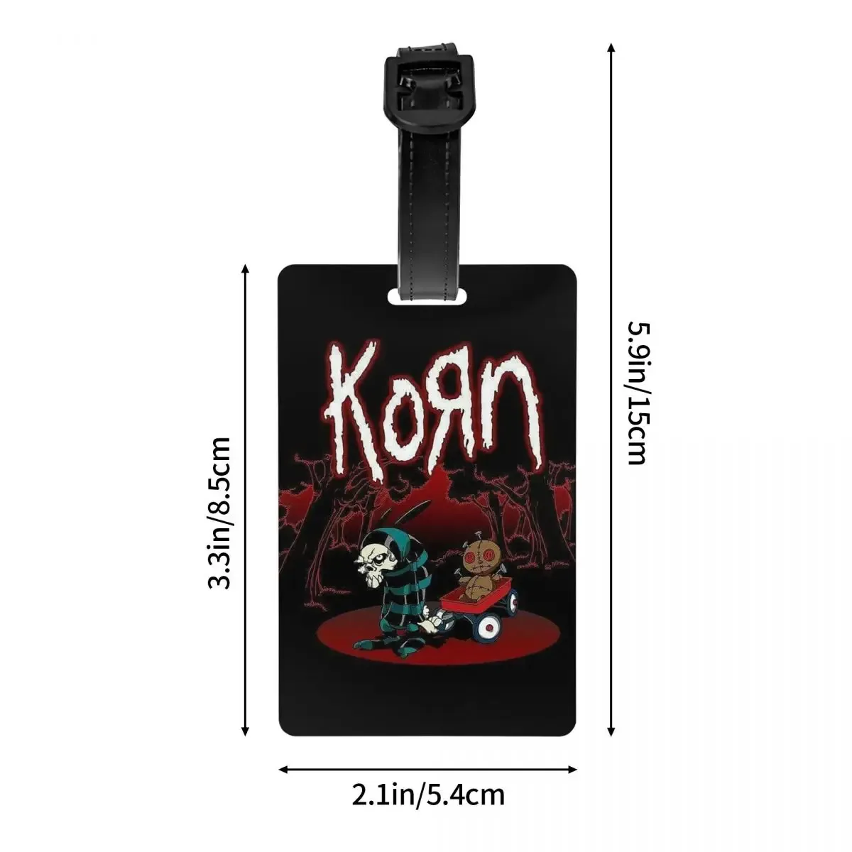 étiquettes de bagage korn heavy metal band album tour 2024 – porte-étiquettes d'identification pour valise, bagage de voyage, carte d'embarquement, nom et adresse