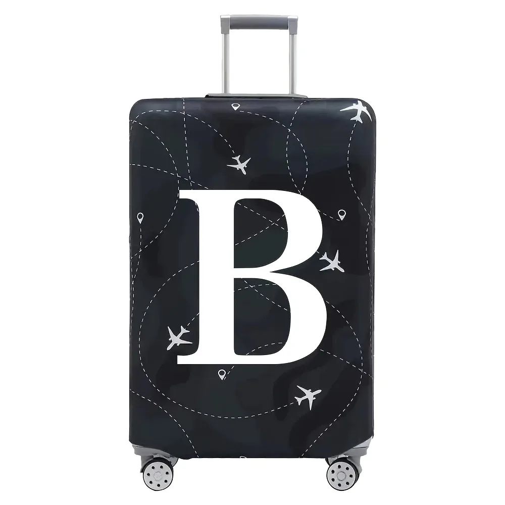housse valise polyester motif trajectoires avions lettres noire blanc voyage protection valise taille variable