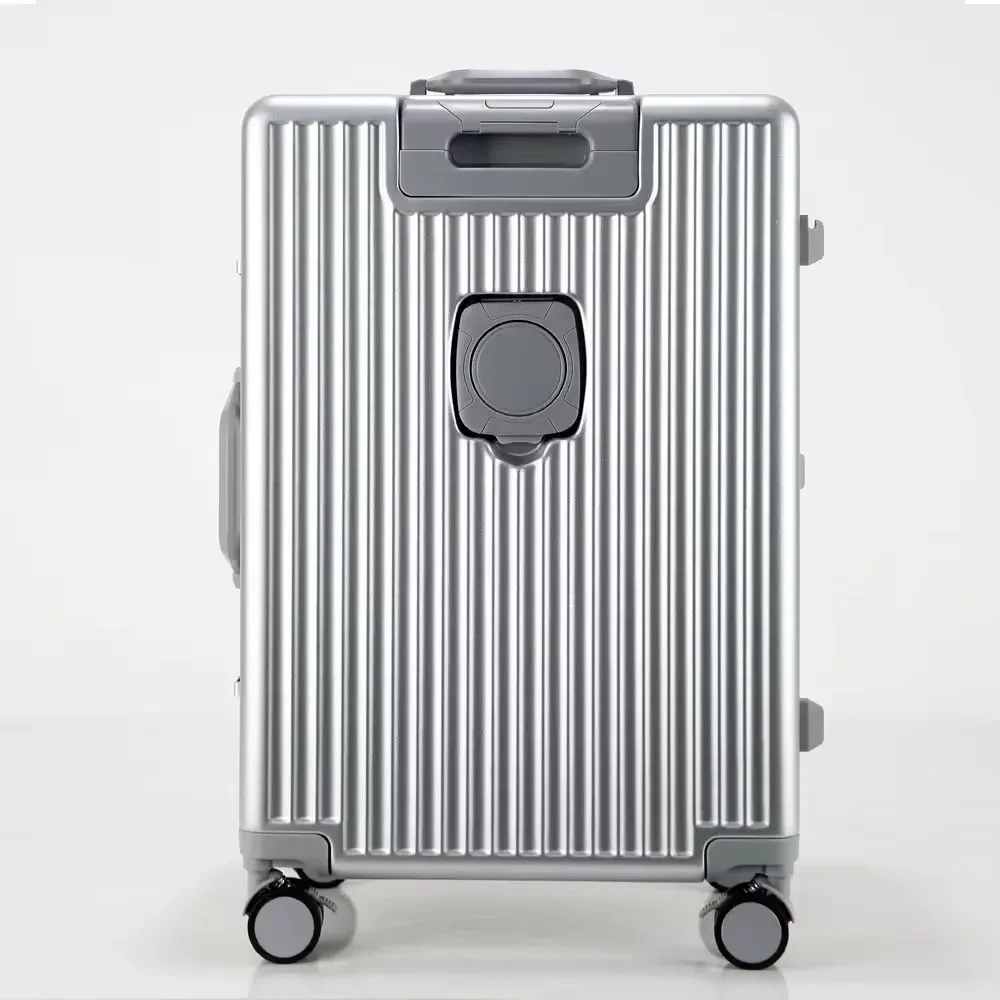 valise de cabine à roulettes avec cadre en aluminium, porte-gobelet usb, ouverture frontale et roues à frein pour une navigation aisée