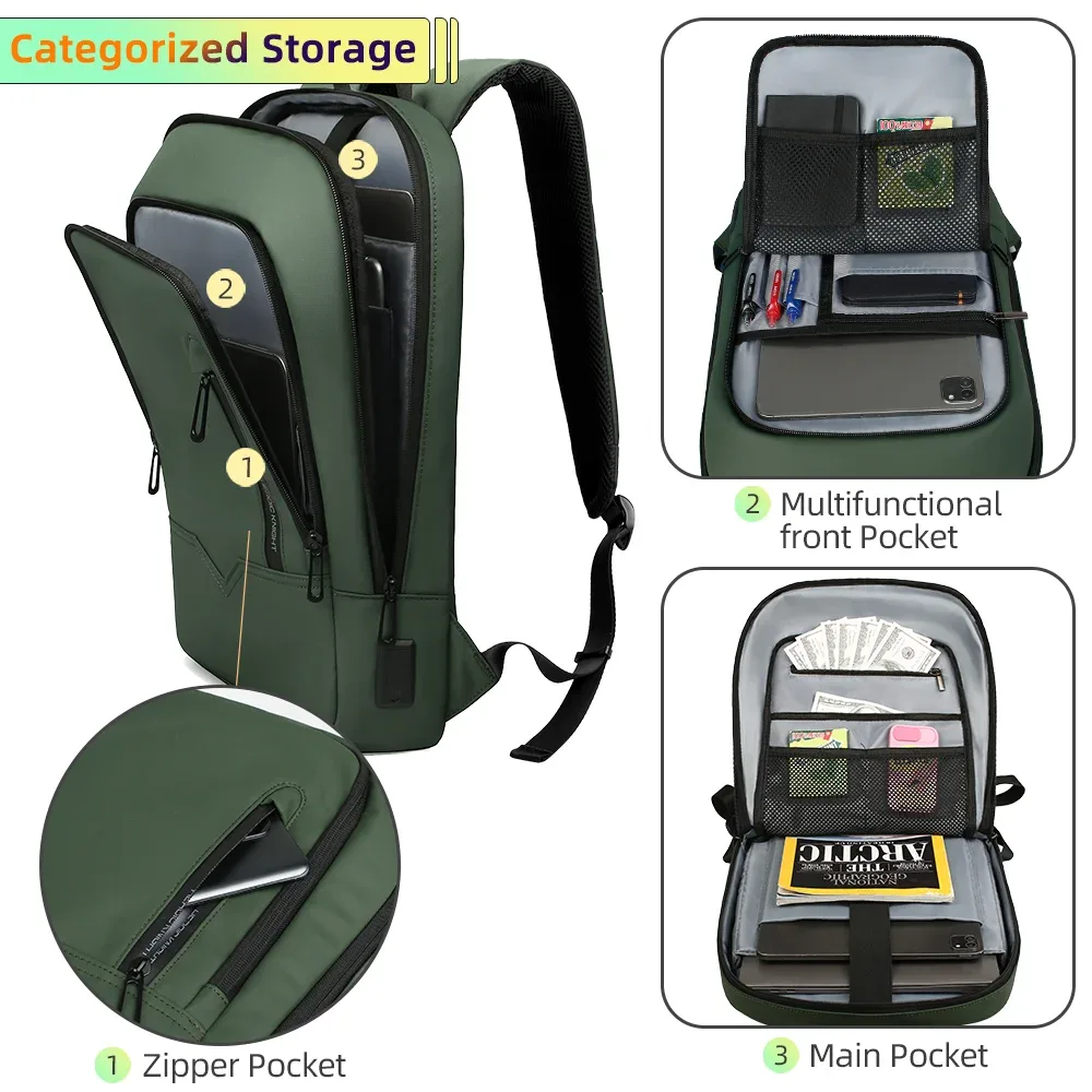 sac à dos heroic knight pour hommes, sac à dos d'affaires mince pour tablette, sac à dos de voyage léger pour ordinateur portable 14 "15.6" 17 pouces pour le travail et l'université