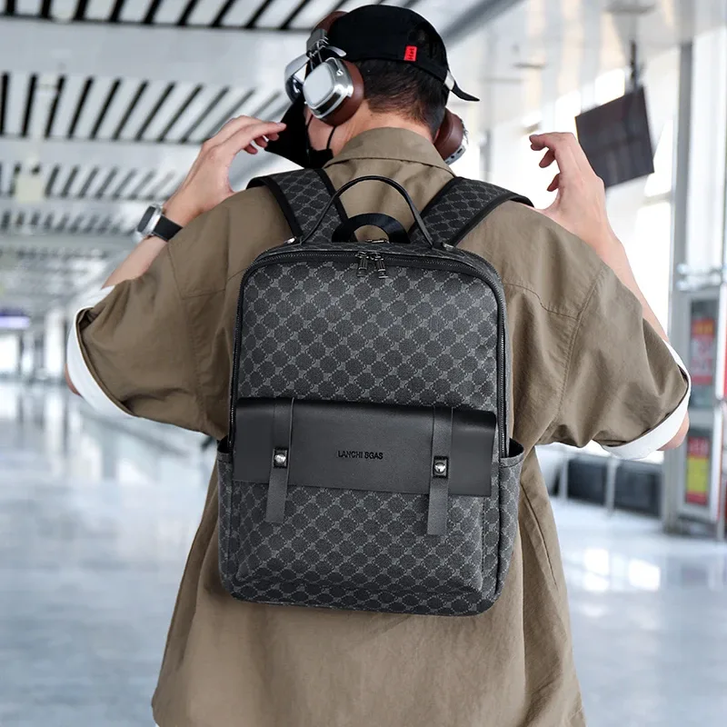 sacs à dos de luxe pour hommes, sac d'ordinateur de grande capacité de haute qualité, sac à bandoulière étanche en pu, sac d'école de style vintage