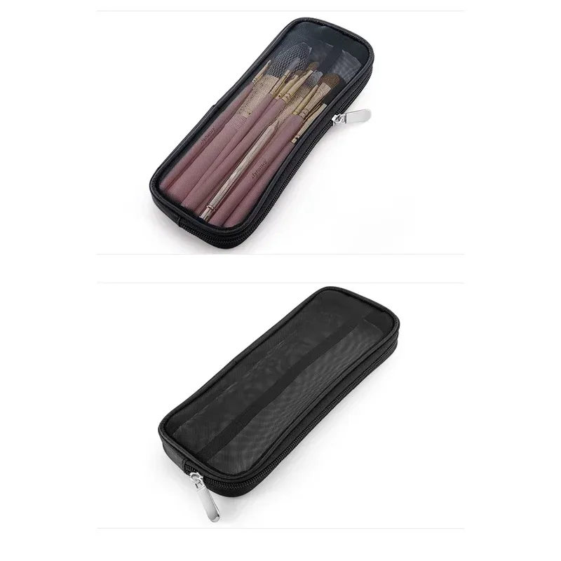 trousse de voyage pour pinceaux de maquillage, sac de rangement cosmétique et trousse de toilette pour hommes et femmes, pochette en maille pour outils de beauté, accessoires de lavage et de rangement