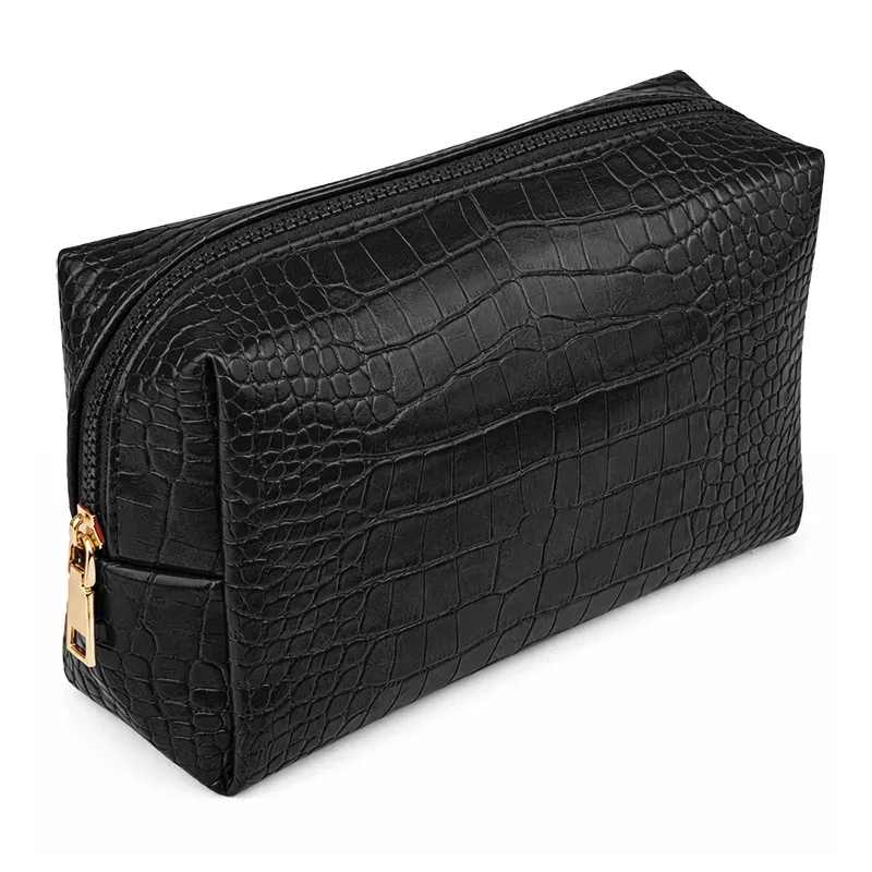 sac à cosmétiques de luxe en cuir de crocodile, motif personnalisé, sac de voyage portable pour femme, grande capacité, sac de rangement, cadeau tendance