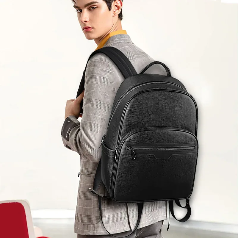 nouvelle marque en cuir véritable hommes sacs à dos mode véritable cuir naturel étudiant sac à dos garçon luxe ordinateur sacs pour ordinateur portable