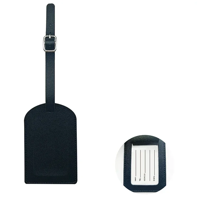 étiquette de bagage en cuir pu pour valise, idéale pour femmes et hommes, porte-nom et adresse, accessoire d'identification de bagage