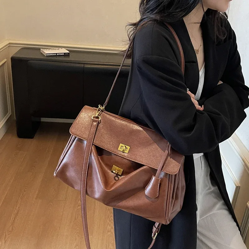 sac à main femme sac de cours sacs marques luxes moods deux tailles rabat sacs à bandoulière pour femmes rétro couleur unie grande capacité shopper sac à bandoulière 2025 nouveaux sacs à main de mode