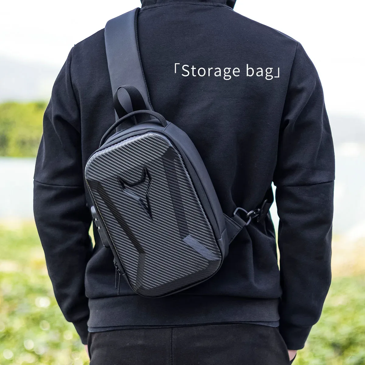 sac de poitrine rigide pour homme avec serrure à combinaison, sac de cyclisme antivol, sac banane décontracté pour la course et les voyages en extérieur, sac à bandoulière unique