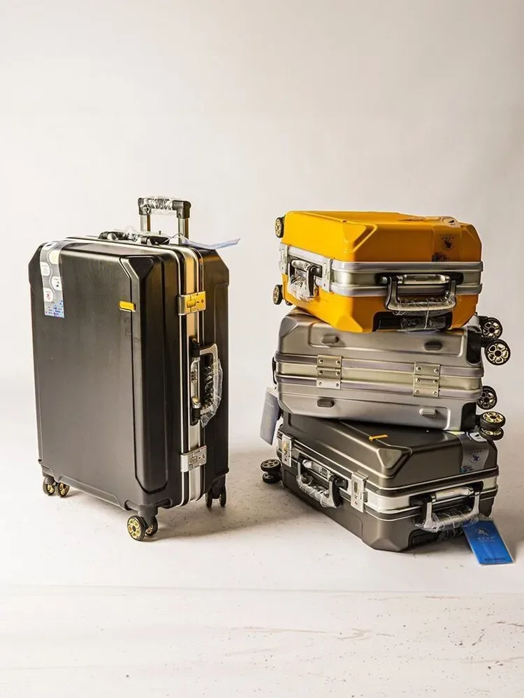 valise d'enregistrement moderne à cadre en aluminium, grande capacité, étanche, roues silencieuses, design de mode pour bagages de cabine d'affaires/voyage