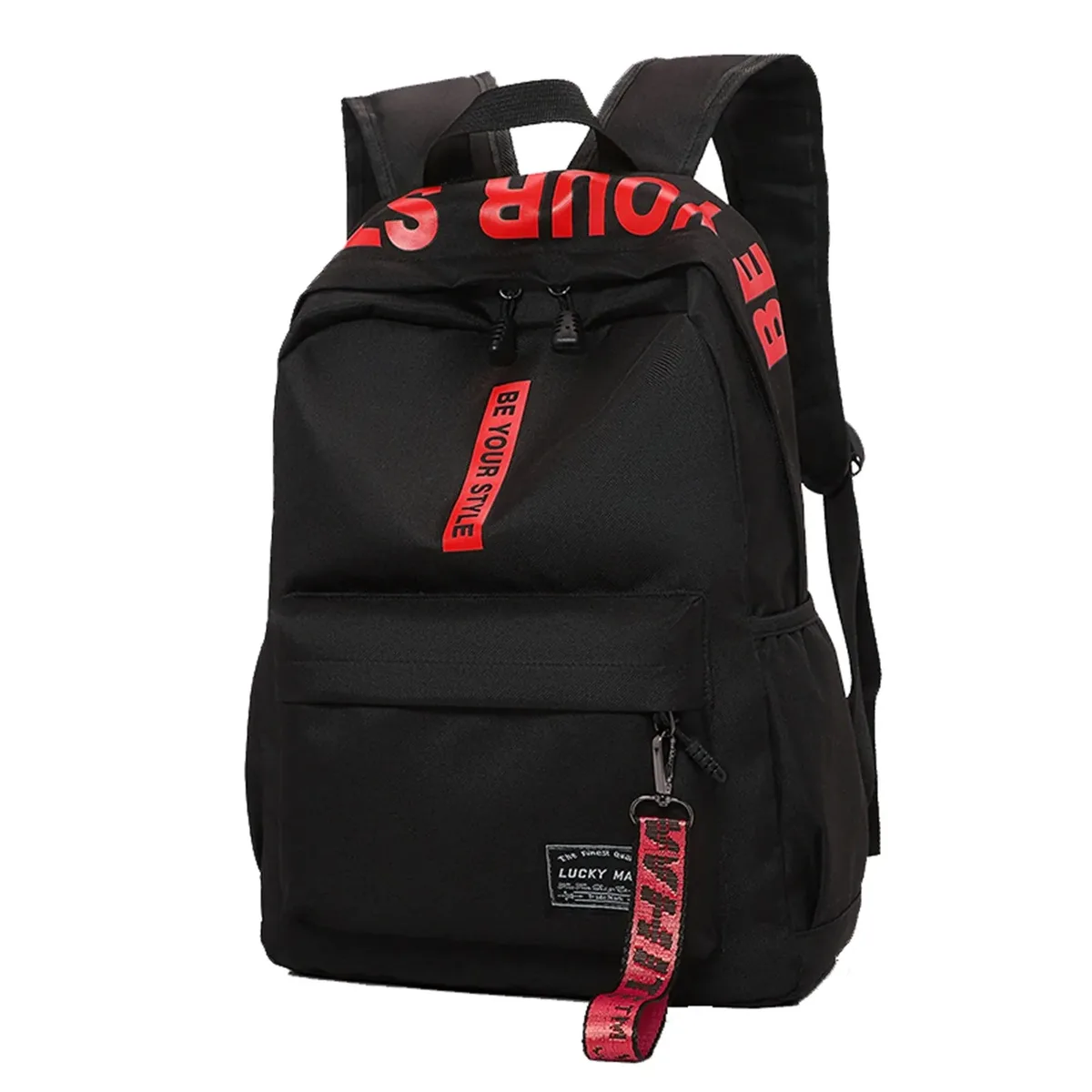 sac à dos d'étudiant léger à la mode, logo personnalisable, sac à double épaule décontracté, sangle d'épaule en arc, doublure en polyester oxford