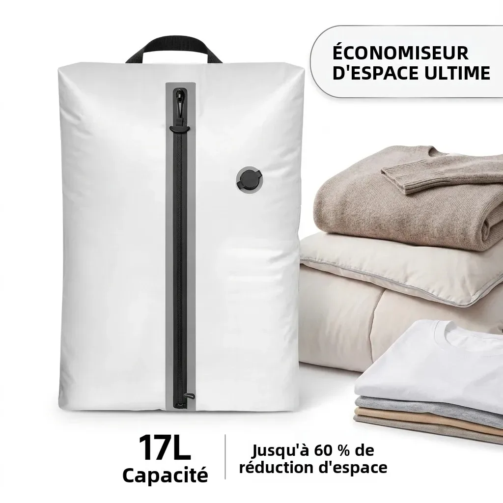 sac de rangement pour vêtements 17l avec pompe électrique usb en tpu, organisateur de compression de bagages portable pour voyage, noir, blanc, rouge