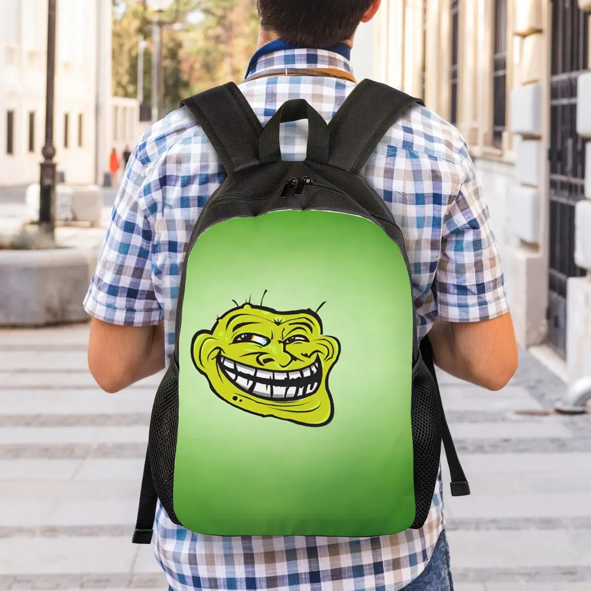 trollface sacs à dos amusants pour hommes et femmes, sac à livres basique pour l'université, l'école, sacs manga