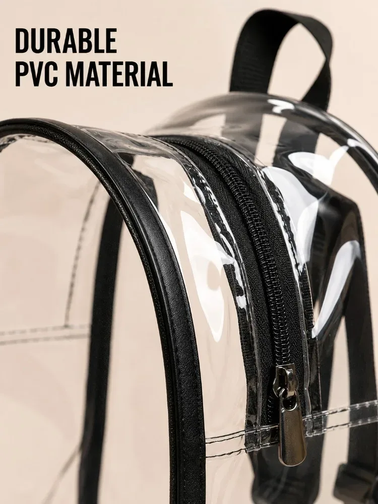 sac à dos transparent en pvc, approuvé pour les stades, sac transparent pour l'école, les concerts, la sécurité, les voyages, unisexe