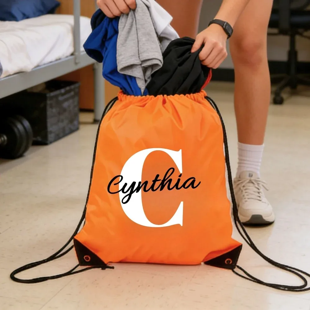 sac à dos à cordon personnalisé avec nom, sac de sport personnalisé avec fond renforcé, cordon de serrage pour le sport, les voyages, l'école, cadeau d'anniversaire