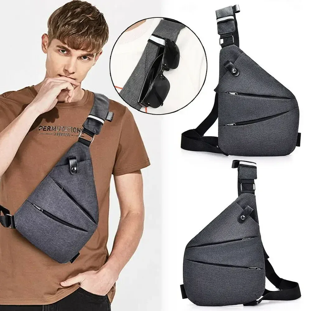 sac de poitrine simple pour homme, idéal pour les loisirs en plein air, sac bandoulière antivol pour le cyclisme, grande capacité, imperméable, sac à bandoulière, pochette pour téléphone