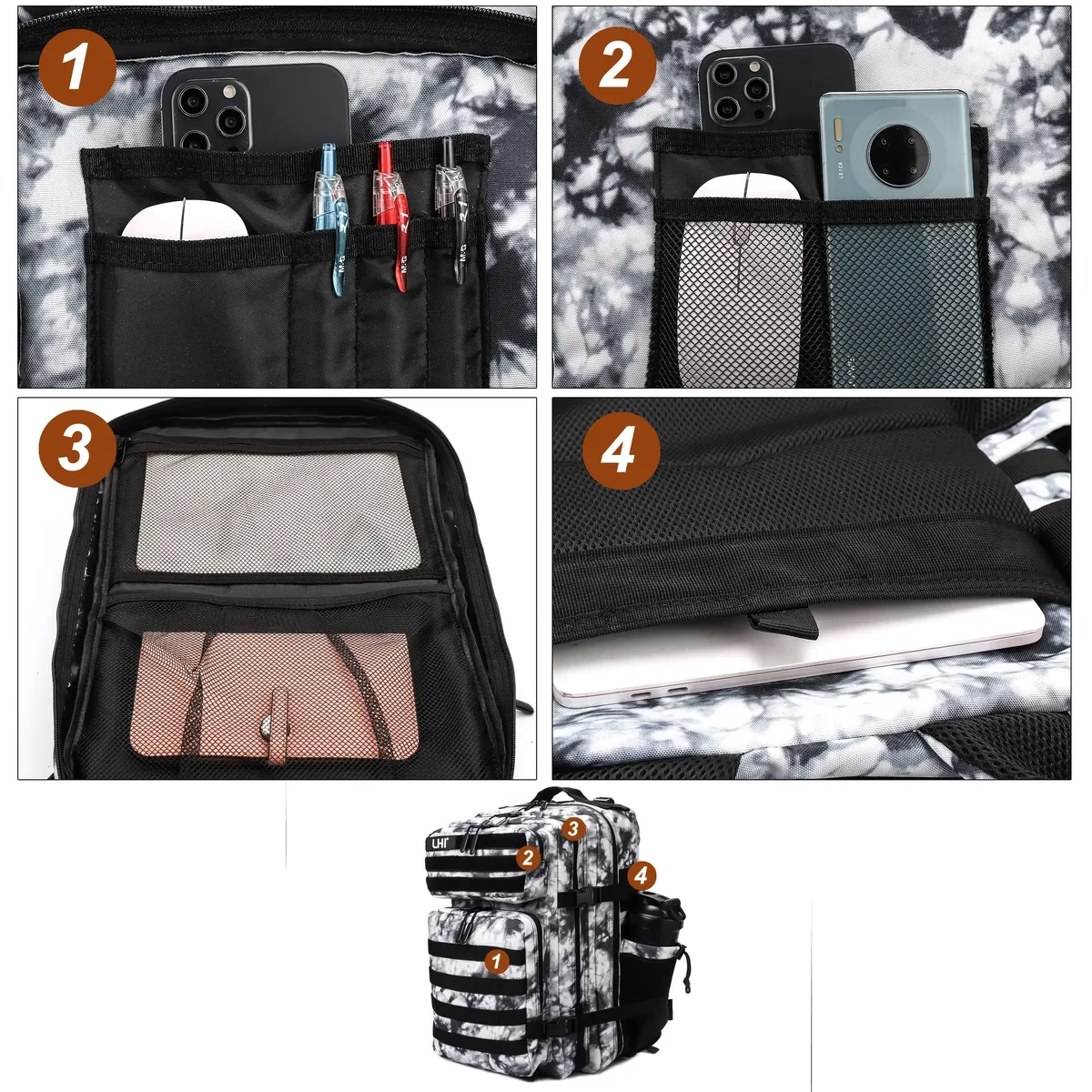 lhi 45l sac à dos tactique pour hommes et femmes grand athlète sac de sport sports de plein air randonnée survie sac à dos avec porte-bouteille