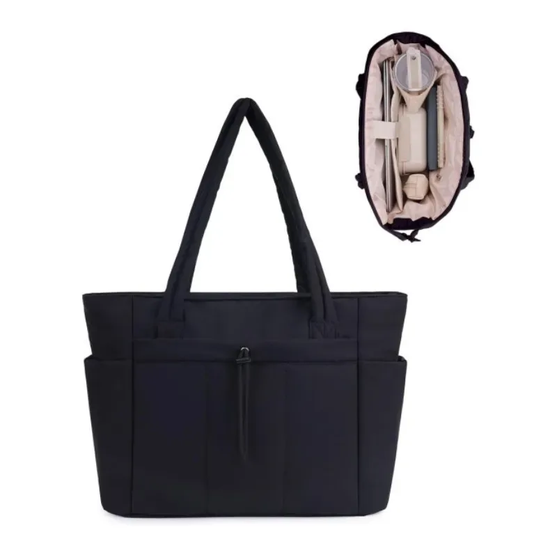 Sac fourre-tout léger et portable pour femmes, sac de voyage matelassé, sac à bandoulière décontracté en noir et kaki, petits sacs fourre-tout pour femmes