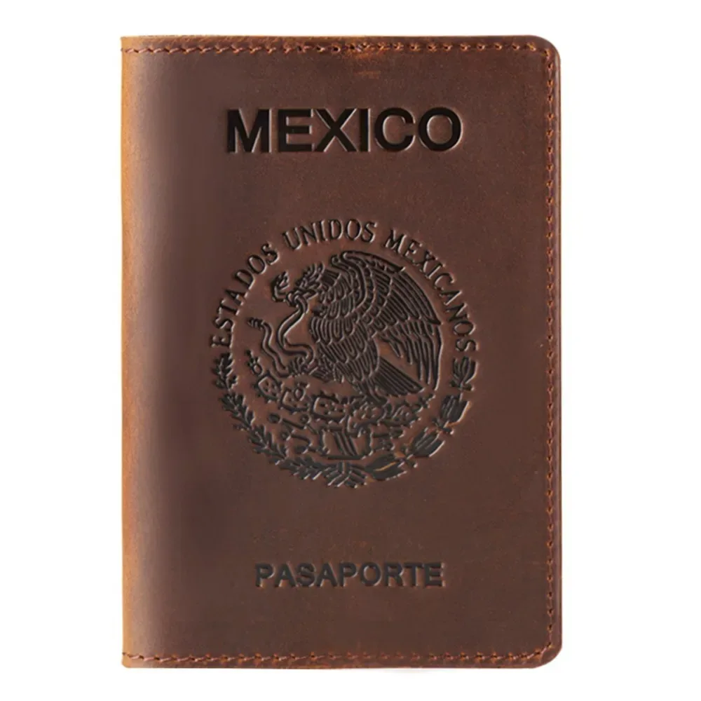 aiguoniu haut de gamme mexique couverture de passeport en cuir véritable pour porte-carte de crédit mexicain vintage hommes femmes étui de passeport voyage wa