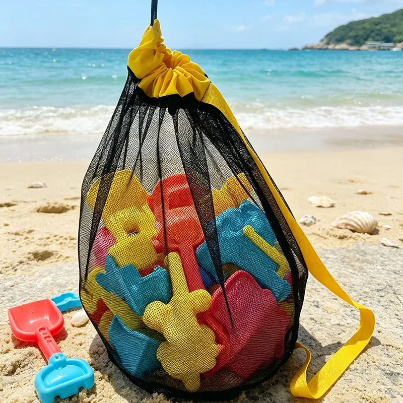 sac de rangement pour jouets de plage, grande capacité, en maille, pour piscine et plage, sac à dos étanche à l'eau pour femmes, idéal pour les jeux aquatiques en extérieur, avec cordon de serrage
