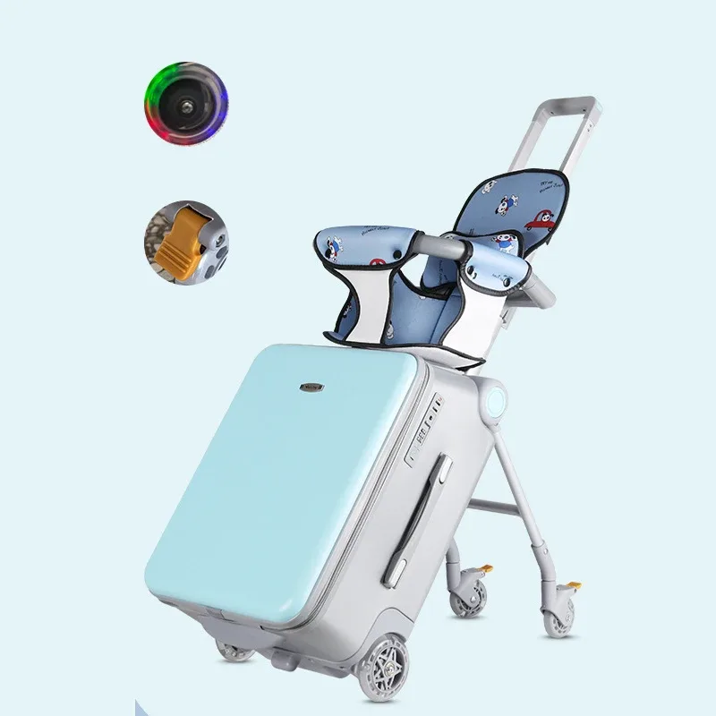 valise pour enfants avec roulettes, grandes valises avec conception de siège enfant, bagage à main rigide de 20 pouces pour voyage