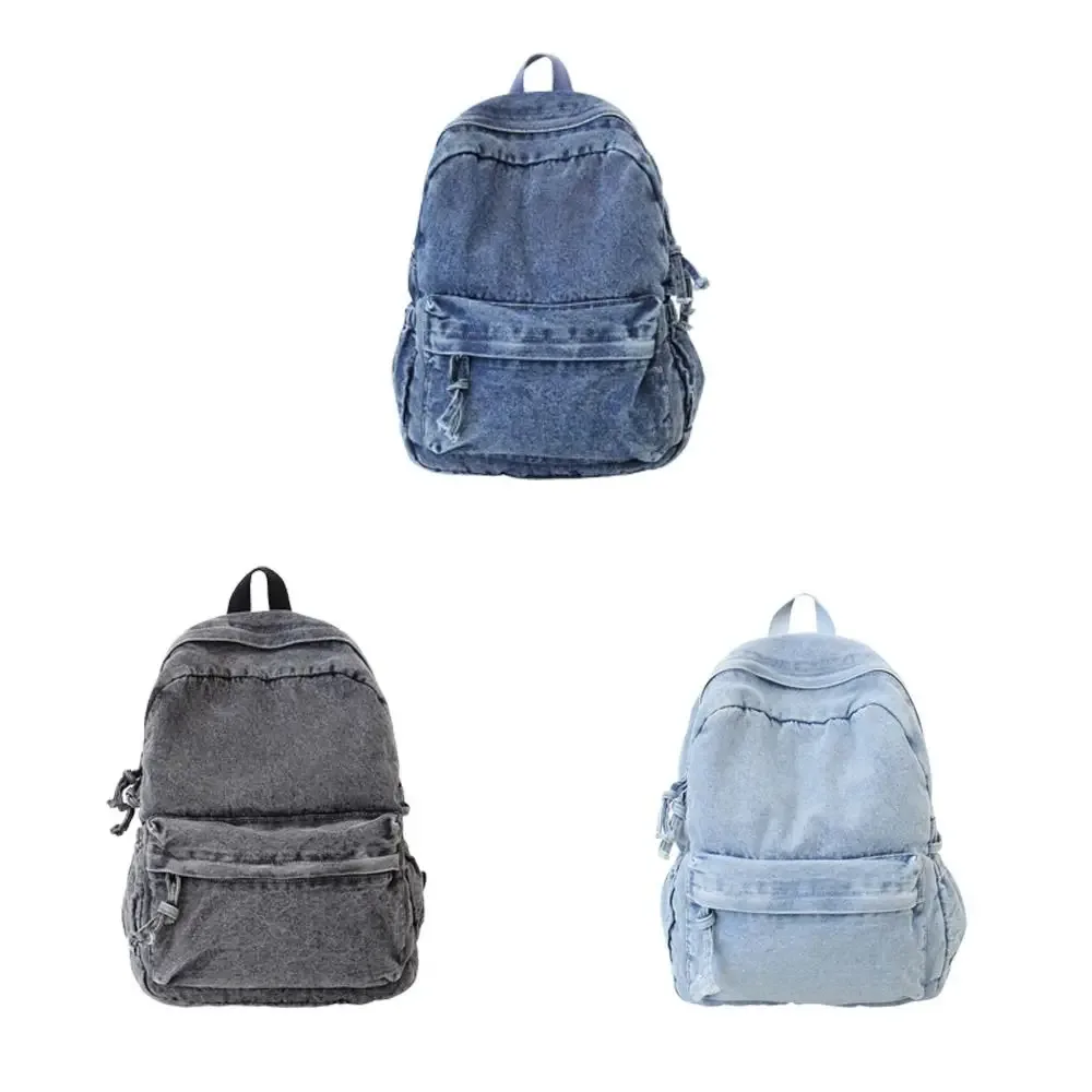 sac à dos en jean y2k décontracté, style urbain japonais, sac à main vintage grande capacité, sac bandoulière uni pour fille