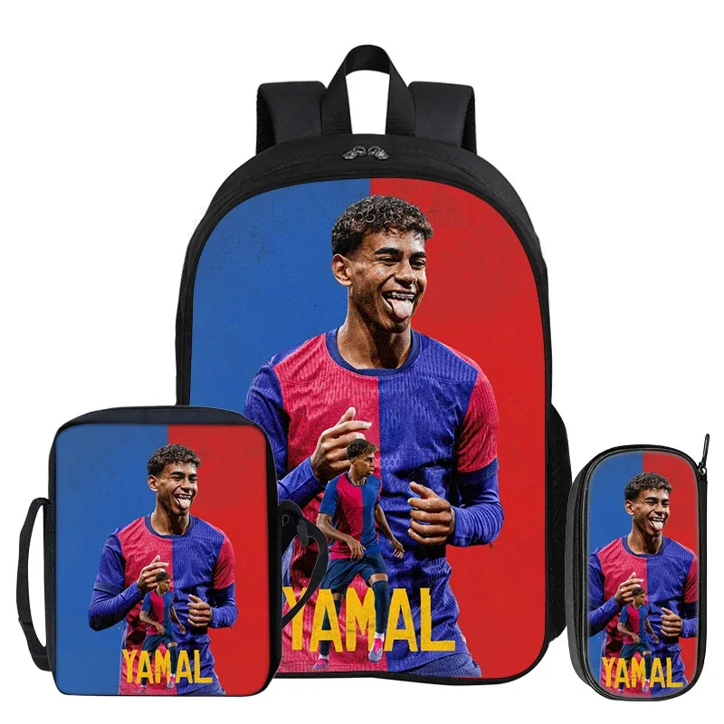 ensemble de 3 sacs à dos pour enfants, sac à dos de sport de football, sac à dos de star du football l-lamin yamal, sac à bandoulière pour étudiants, sacs à crayons