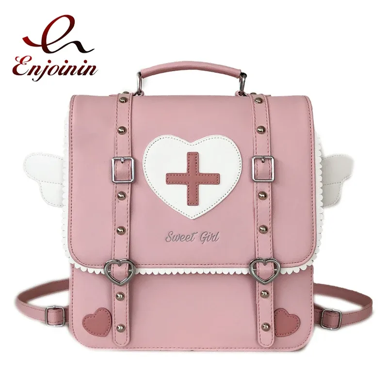 sac à dos mignon de style japonais lolita pour jeunes filles, sac d'école uniforme kawaii, petit sac de voyage, sac à dos à ailes, sac à main ita pour femmes