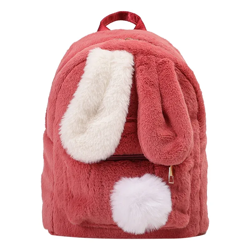 sac à dos en peluche personnalisé pour femmes en automne et en hiver, nouvelles oreilles de lapin mignonnes, sac à dos pour femmes, sac en peluche