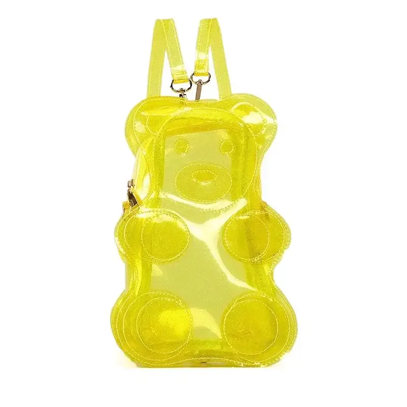 sac à dos transparent en pvc couleur bonbon y2k, sac bandoulière mignon en forme d'ours pour adolescentes, idéal pour l'école et l'usage quotidien