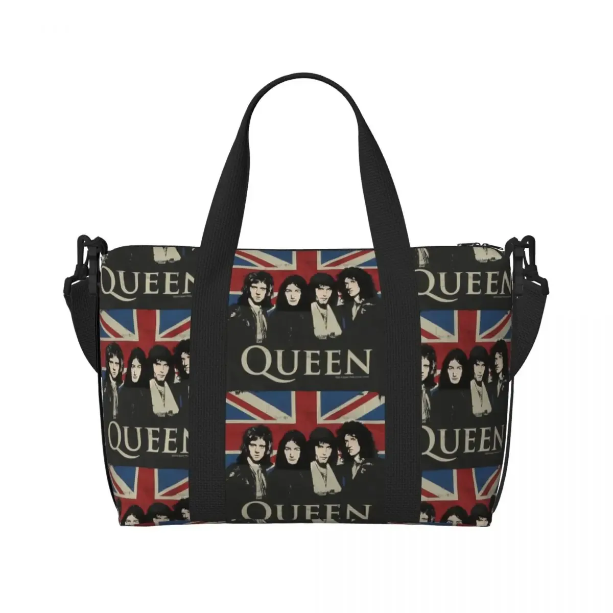sac fourre-tout personnalisé freddie mercury queen band pour femmes, sac de voyage à bandoulière de plage de grande capacité