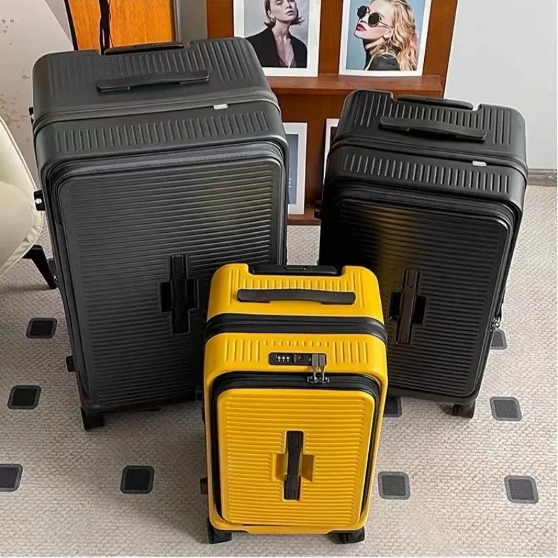 valise à roulettes extensible grande capacité 20/24/28 pouces, coque rigide en pc, ouverture frontale avec serrure tsa, sac de voyage à roulettes